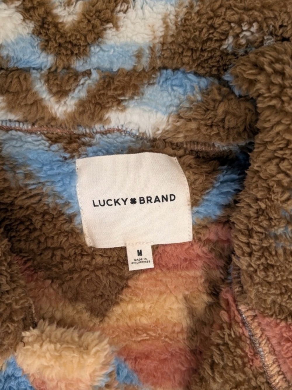 Lucky Brand Tribal Boho Teddy Sherpa Jacket Coat New M - Picture 3 of 3
